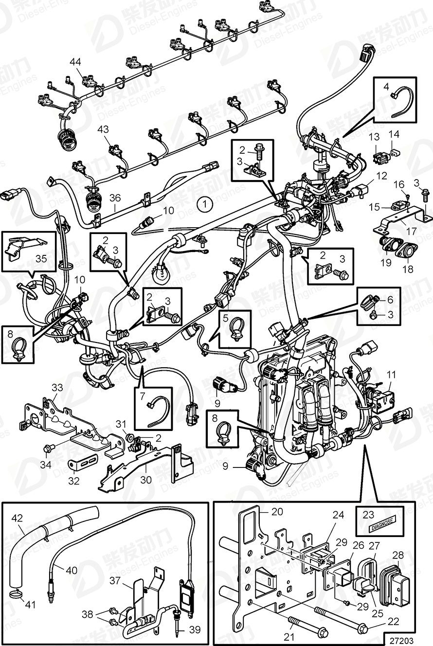 VOLVO Cable harness 21875207 Drawing